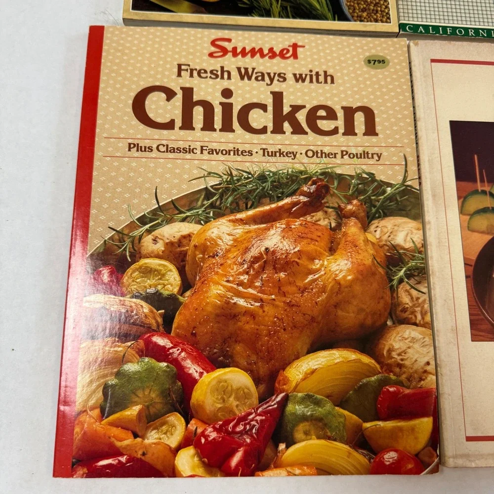 Vintage Cookbook Lot 4 Sunset Chicken Pasta Fish California Culinary Academy‎